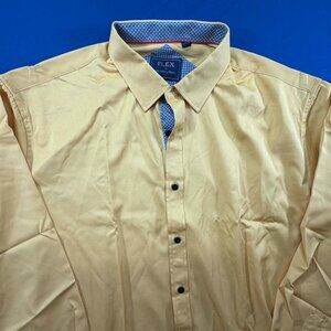 Flex Men Luxury Collection Italian Long Sleeve Button Up Shirt 2XL Pattern Cuff